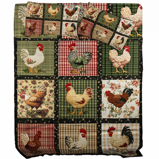 Shineful 4-Piece Bed Sheet Set Vintage Chicken Flowers