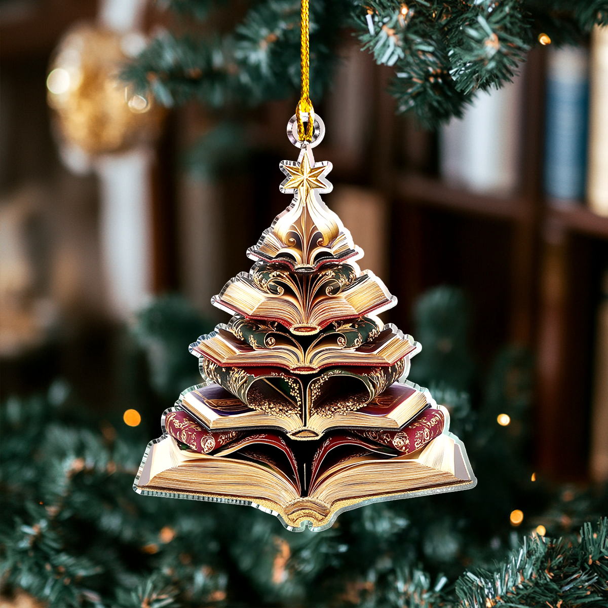 Shineful 2D Acrylic Ornament Elegant Vintage Book Tree