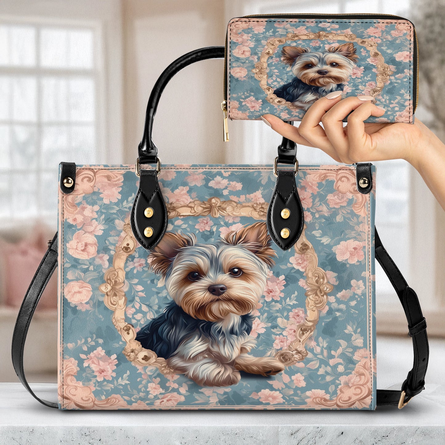 Shineful Leather Bag Yorkie Blossom Elegance