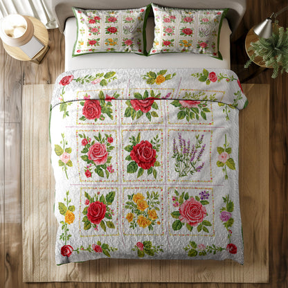 Shineful All Season Quilt 3-Piece Set Rose Garden