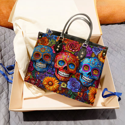 Shineful Leather Bag Vibrant Sugar Skull