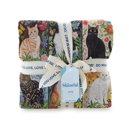 Shineful Fleece Blanket Cat Floral Felines