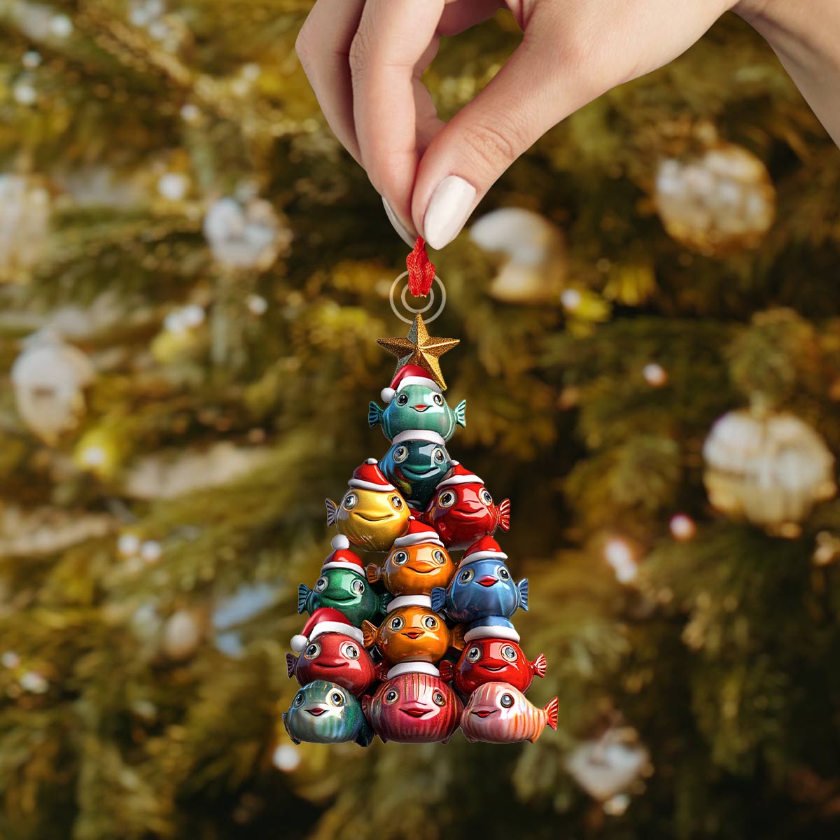 Shineful 2D Acrylic Ornament Fish Christmas Tree