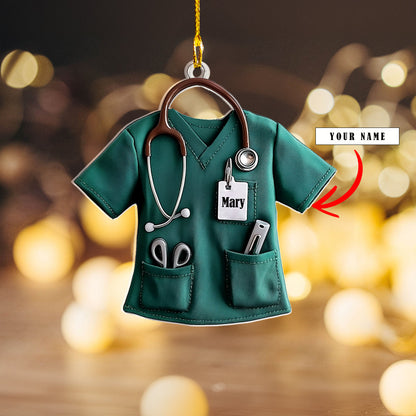 Shineful 2D Acrylic Ornament Personalized Nurse Scrub Tops