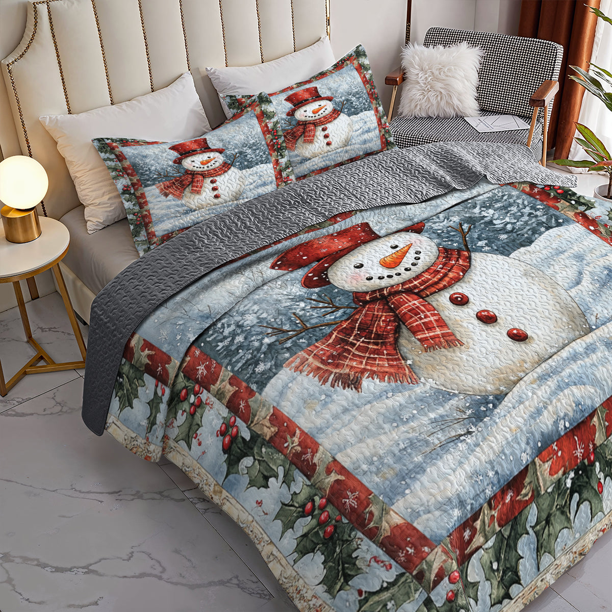 Shineful All Season Quilt 3-teiliges Set Frosty Snowman