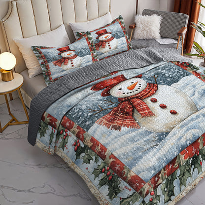 Shineful All Season Quilt 3-Piece Set Frosty Snowman