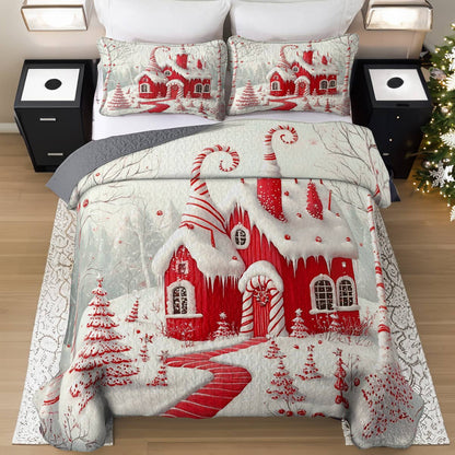 Shineful All Season Quilt 3-Piece Set Sweet House Christmas