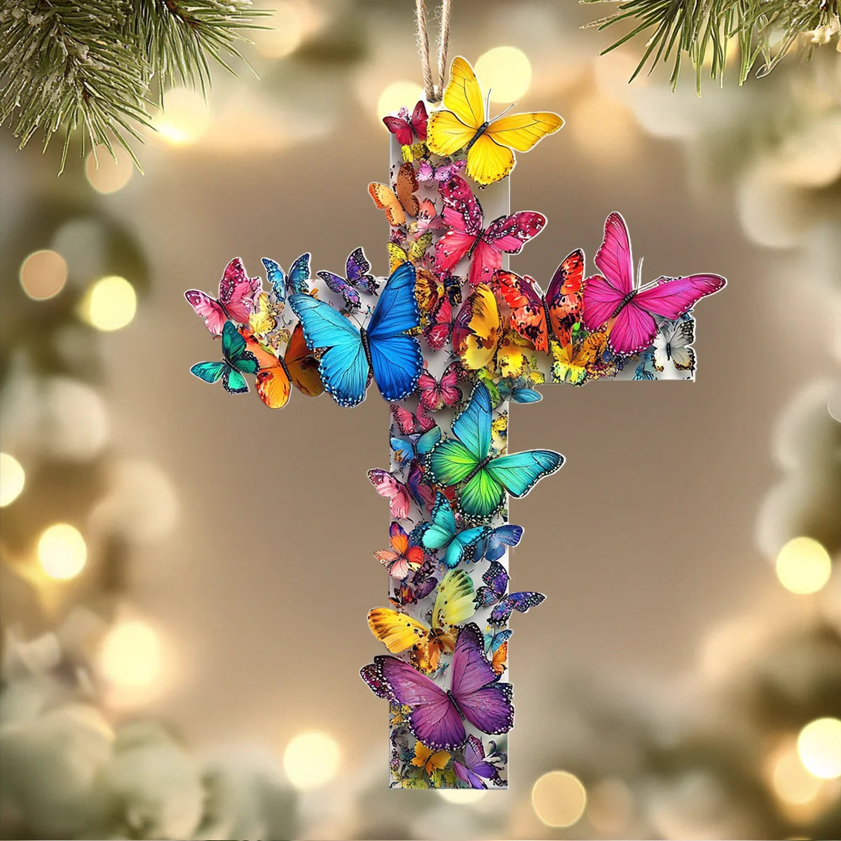 Shineful 2D Acrylic Ornament Butterfly Cross of Transformation