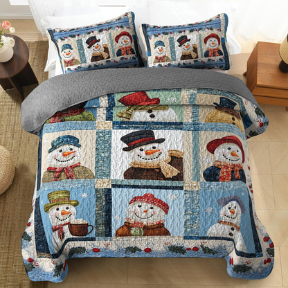 Shineful All Season Quilt 3-Piece Set - Winter Wonderland Snowman