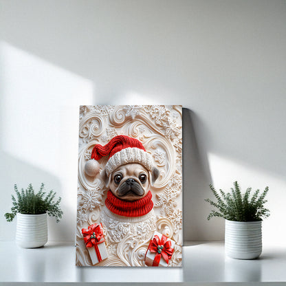 Shineful 2D Metal Sign Snowy Christmas Pug