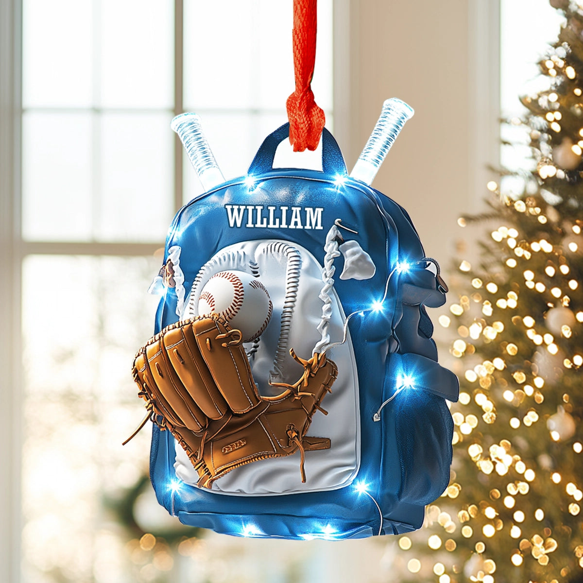 Shineful 2D Acrylic Ornament Personalized Baseball Glow Backpack