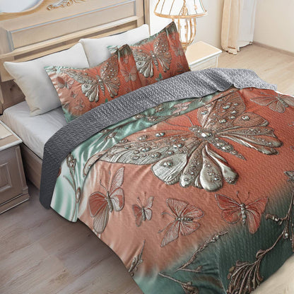 Shineful All Season Quilt 3-Piece Set Flutter Dreams