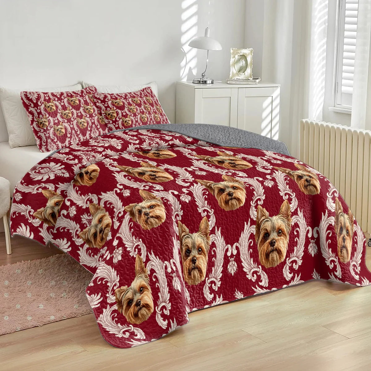 Shineful All Season Quilt 3-Piece Set  Royal Yorkie Charm