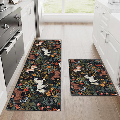 Shineful Ultra-Thin Non Skid Floor Mat, Kitchen Rugs Wildflower Horse