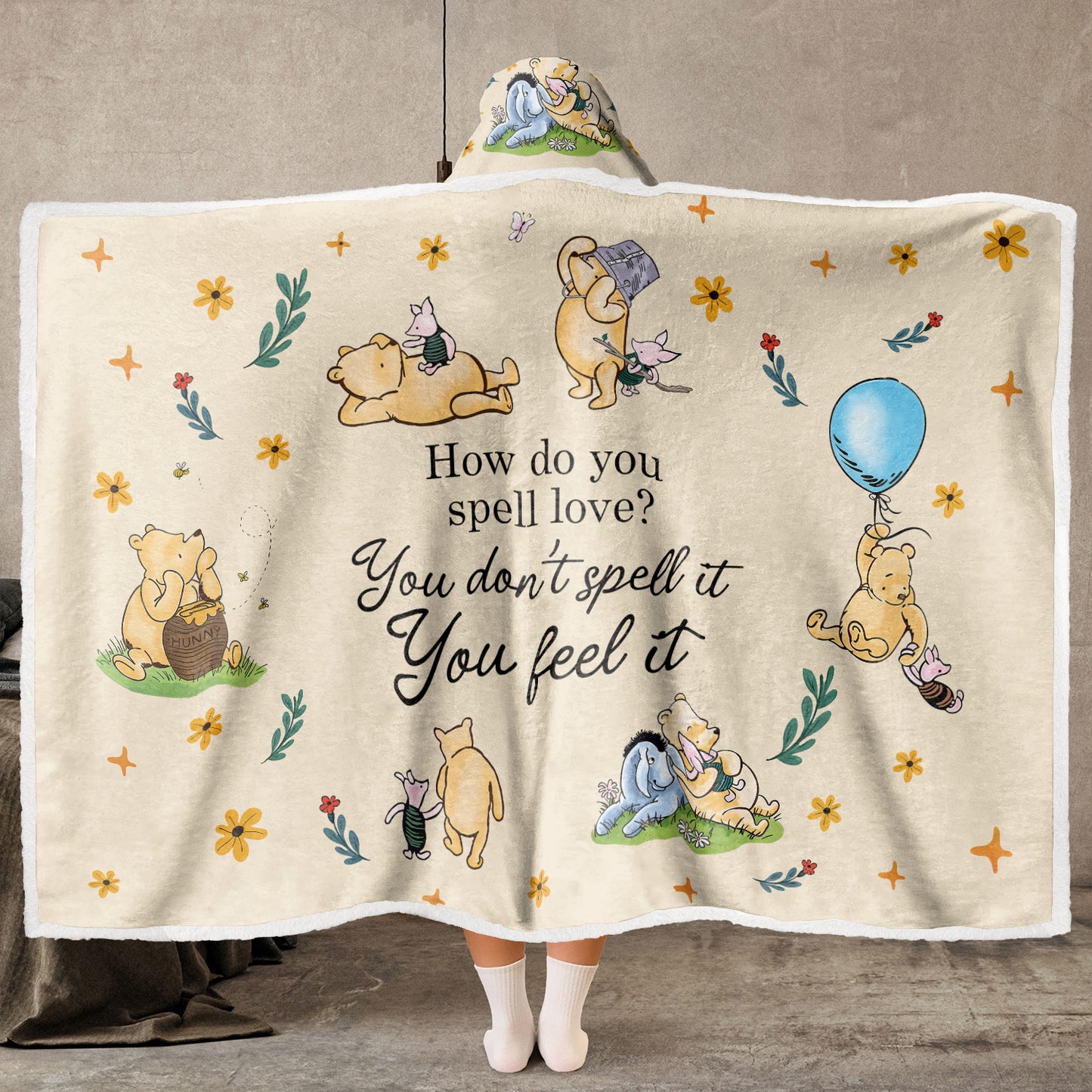 Shineful Wearable Hooded Blanket - Pooh The Love