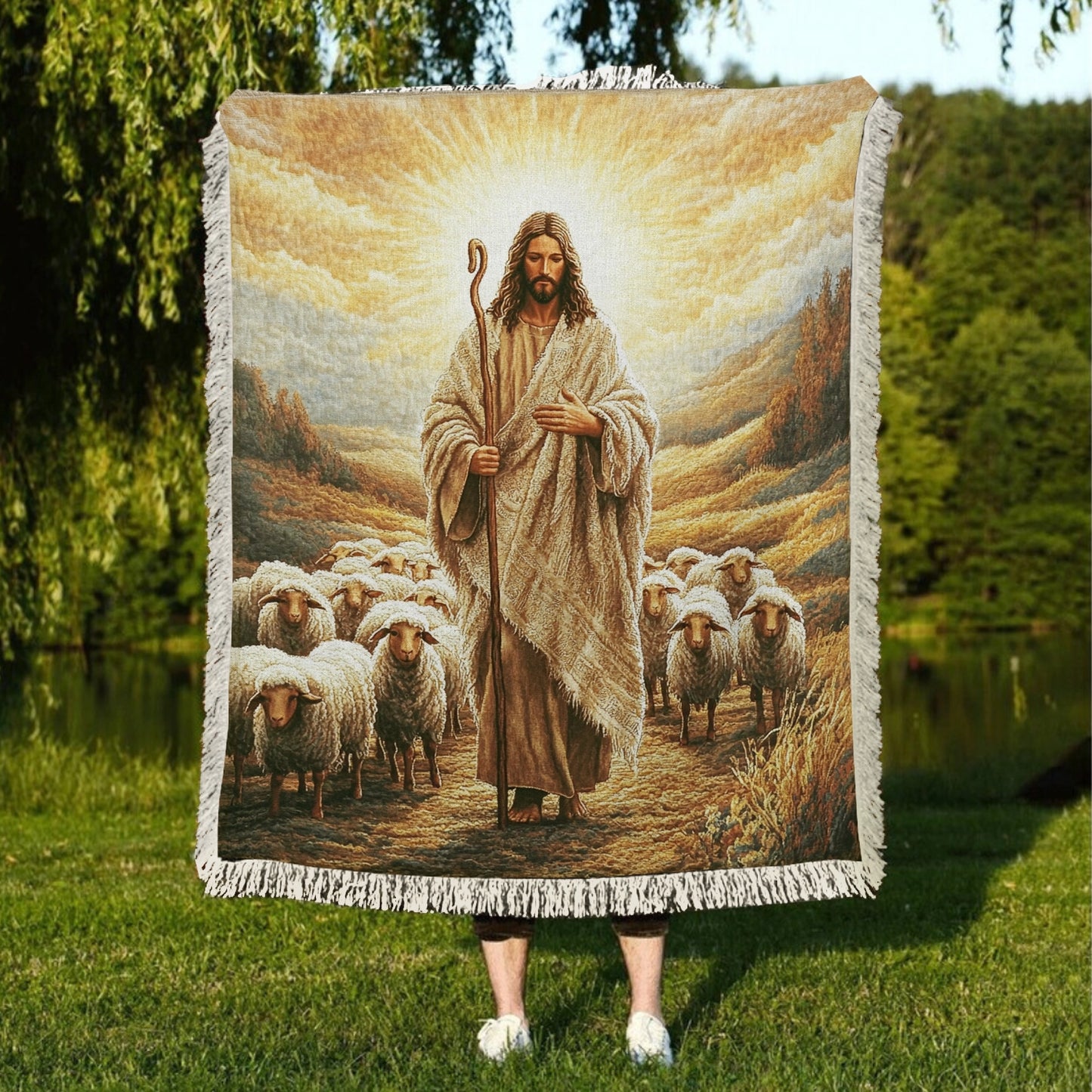 Shineful Woven Tapestry Throw Blanket Path of the Shepherd