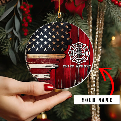 Shineful Acrylic Ornament Personalized Firefighter’s Patriot Pride