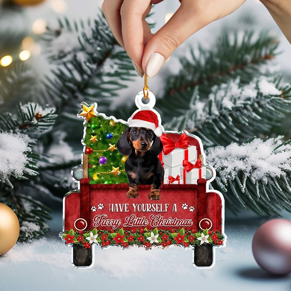 Shineful 2D Acrylic Ornament Merry Dachshund