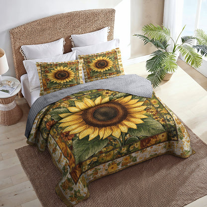 Shineful All Season Quilt 3-Piece Set Golden Sunflower