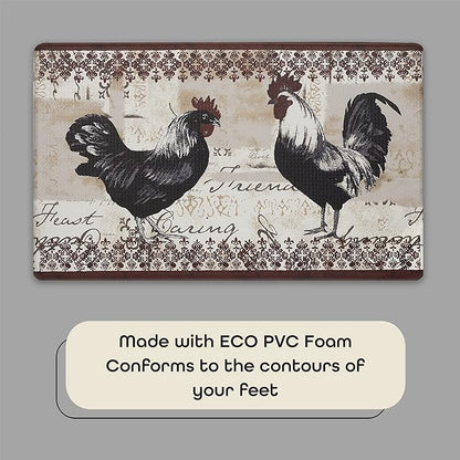 Shineful Rooster 2 Ultra-Thin Non Skid Floor Mat, Kitchen Rugs