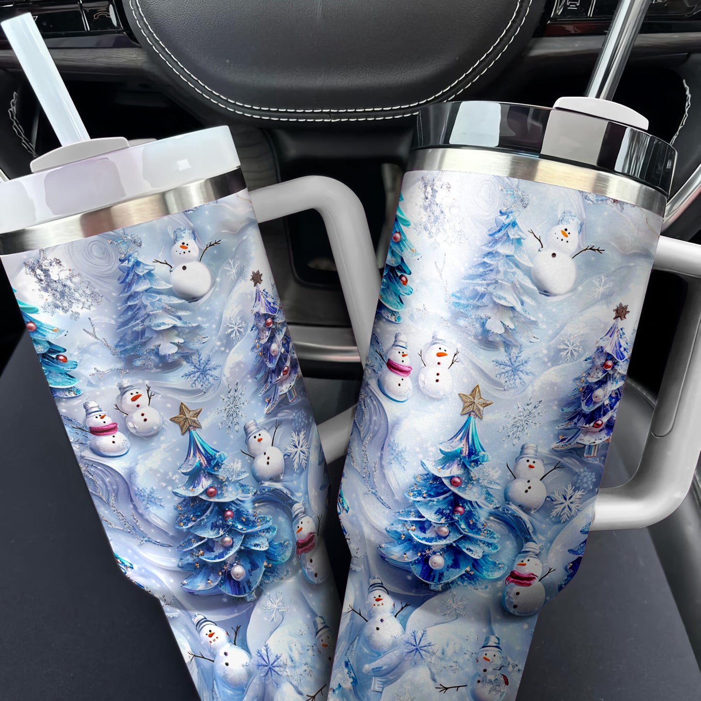 Shineful Glossy Tumbler Cute Snowmen