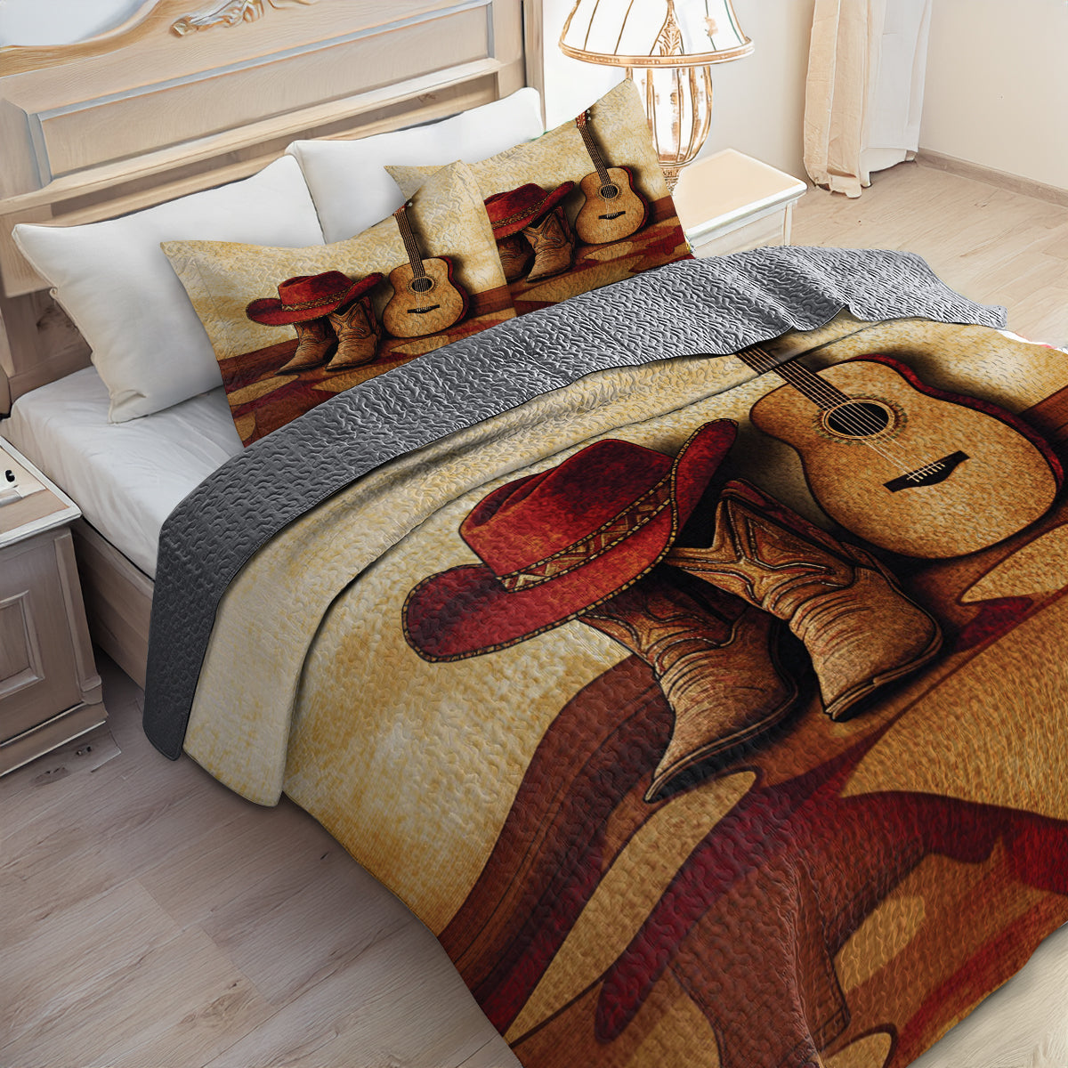 Shineful All Season Quilt 3-Piece Set Cowboy Music Soul