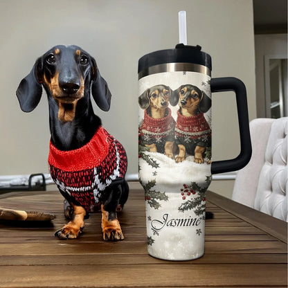 Shineful Tumbler Personalized Christmas Dachshunds