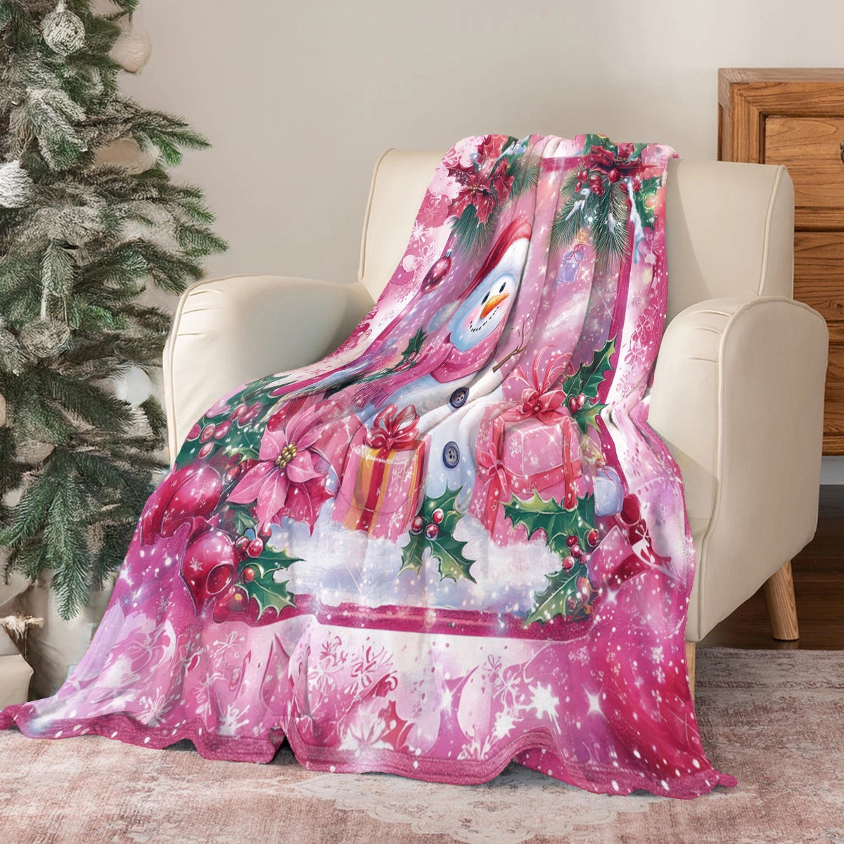 Shineful Fleece Blanket Jolly Snowman Christmas