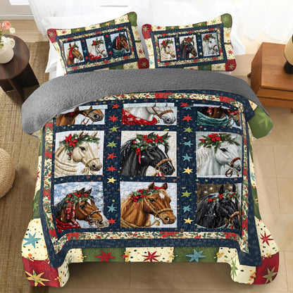 Shineful All Season Quilt 3-Piece Set Starlit Horse Holiday