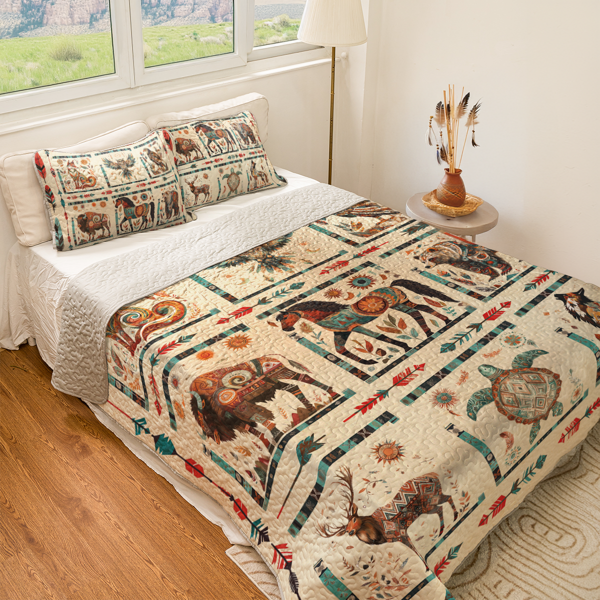 Shineful All Season Quilt 3-Piece Set Native Spirit Wildlife