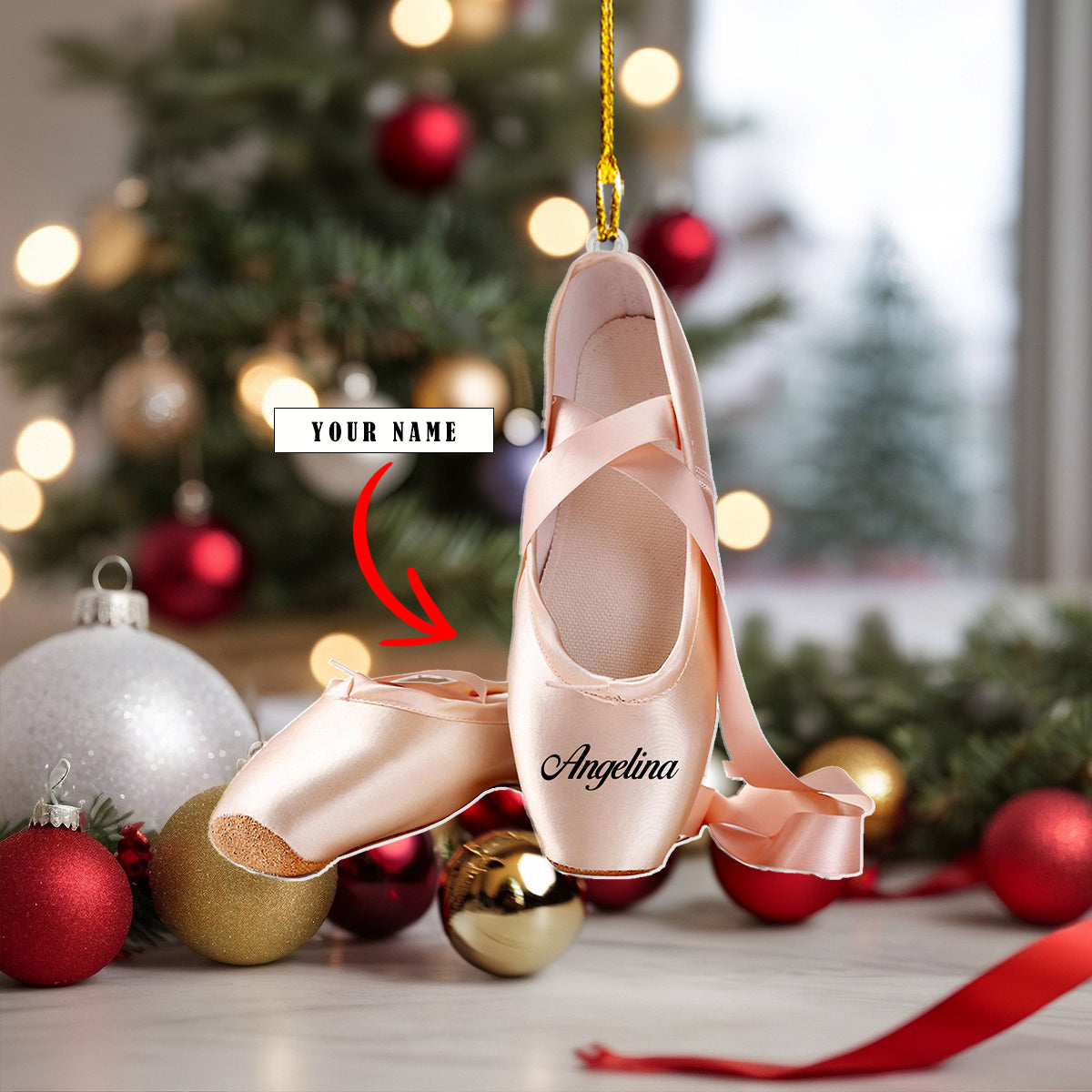 Shineful 2D Acrylic Ornament Personalized Ballet Pointe Shoes