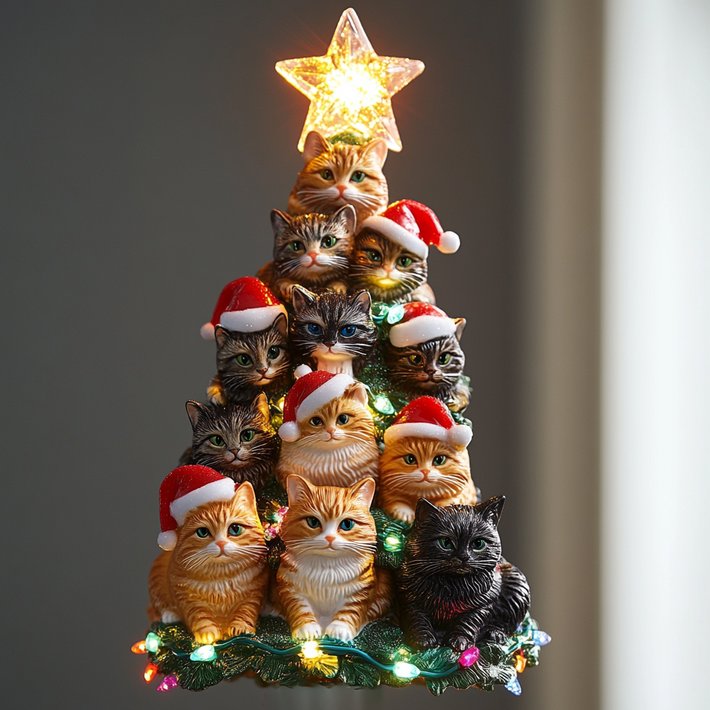 Shineful 2D Acrylic Ornament Cat Christmas Tree