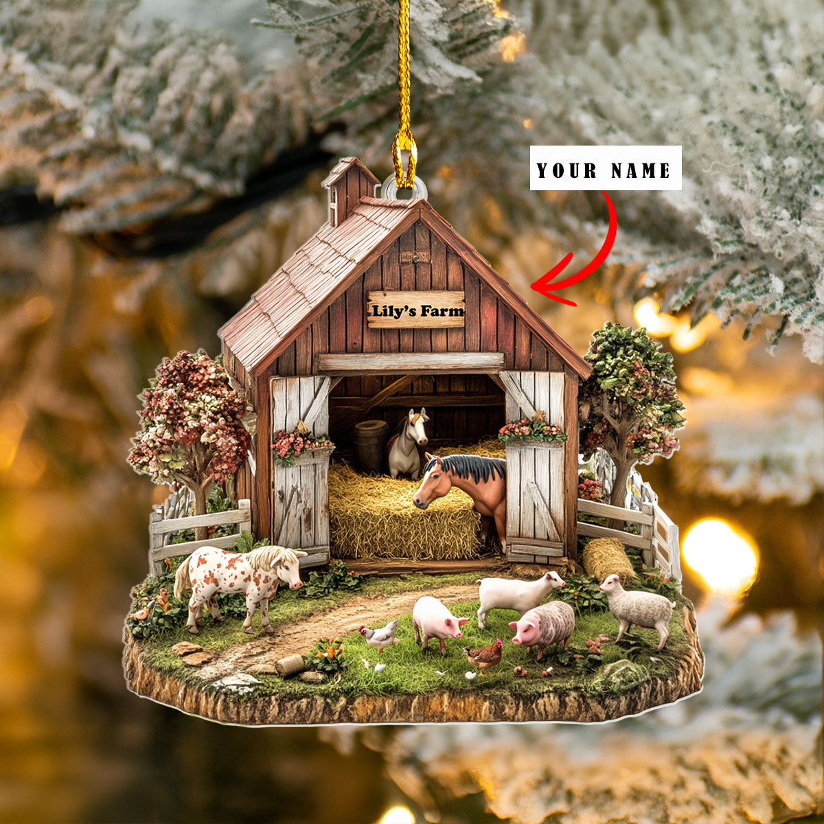 Shineful 2D Acrylic Ornament Personalized Rustic Farm