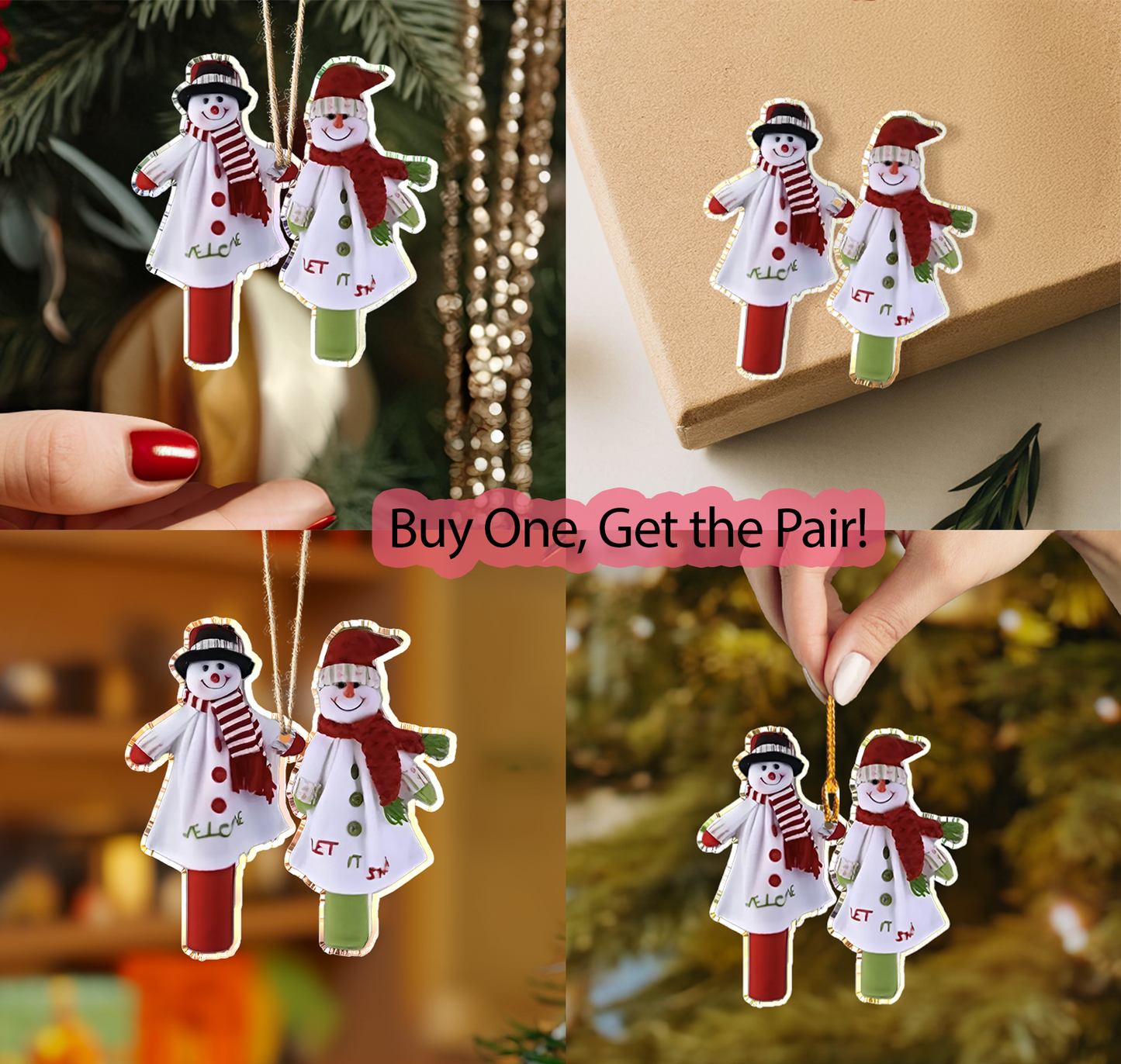 Shineful 2D Acrylic Ornament - Jolly Snowman Duo