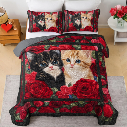 Shineful All Season Quilt 3-teiliges Set Cat Purrfect Rose Companions