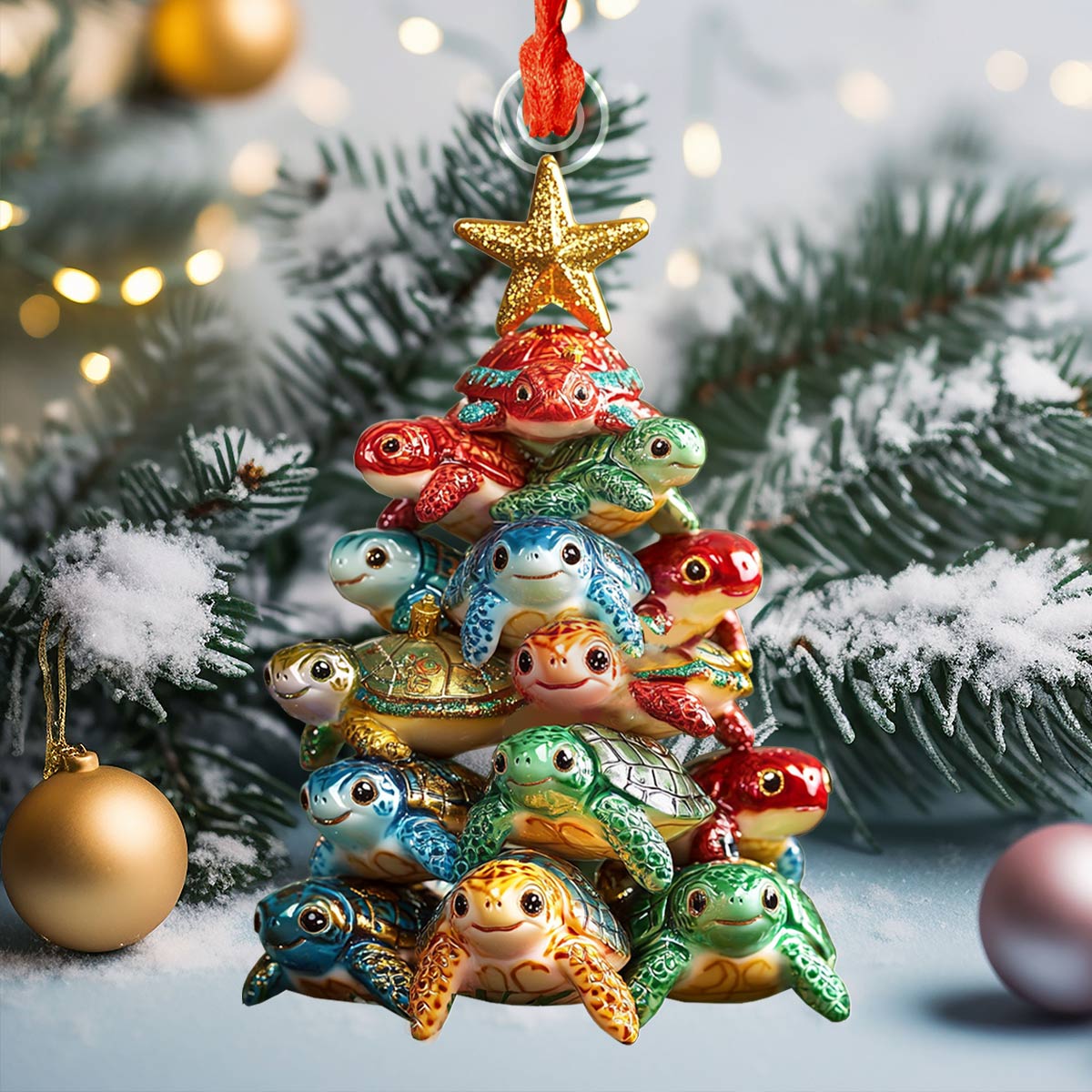 Shineful 2D Acrylic Ornament Christmas Sea Turtle