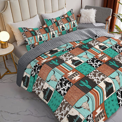 Shineful All Season Quilt 3-Piece Set Western Patchwork