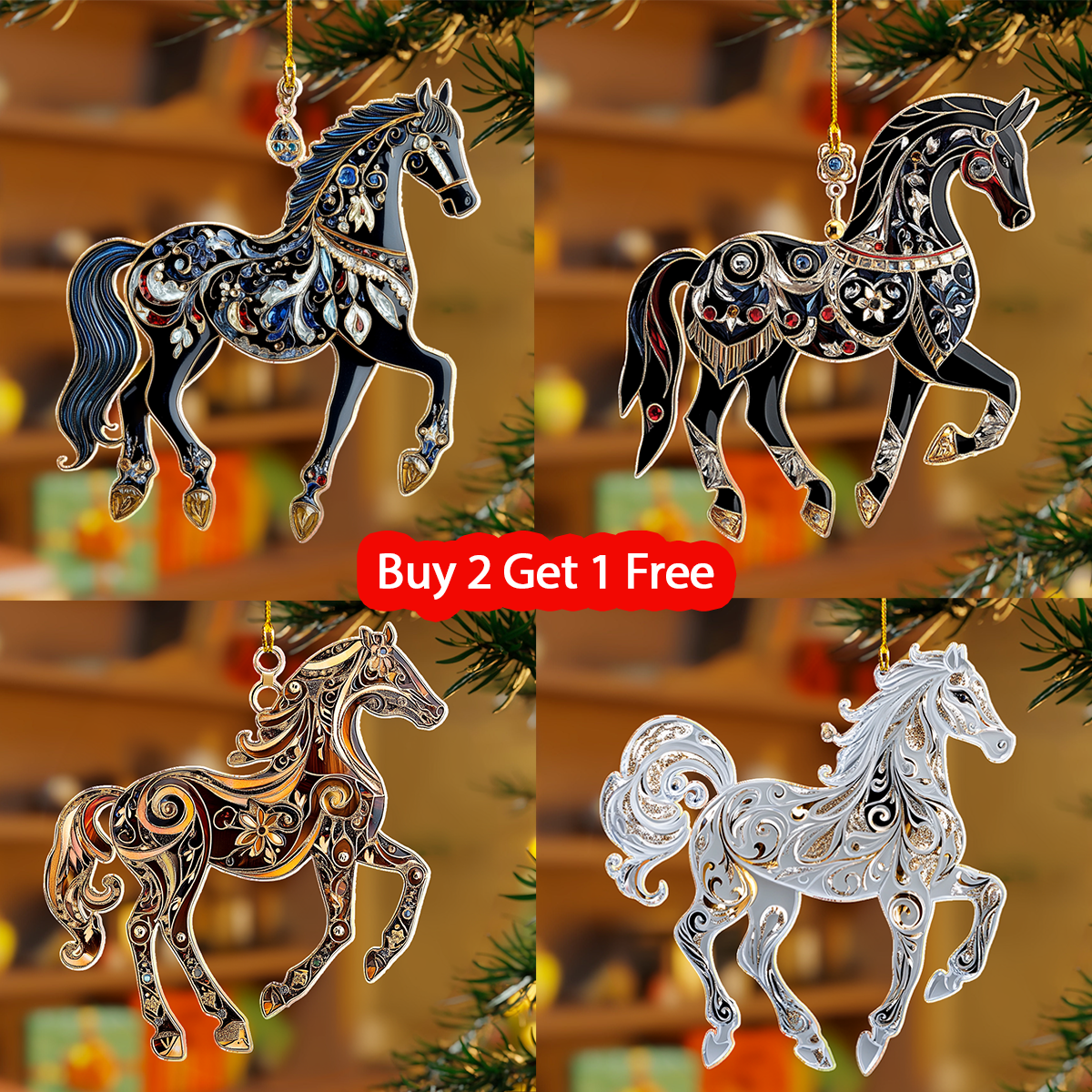 Shineful 2D Acrylic Ornament - Luminous Folk Horses