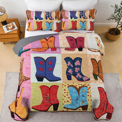 Shineful All Season Quilt 3-Piece Set - Cowboy Boots Charm