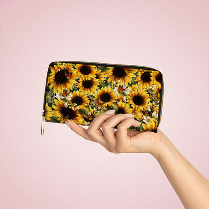 Shineful Leather Clutch Purse With Wristlet Strap Handle Gorgeous Sunflower