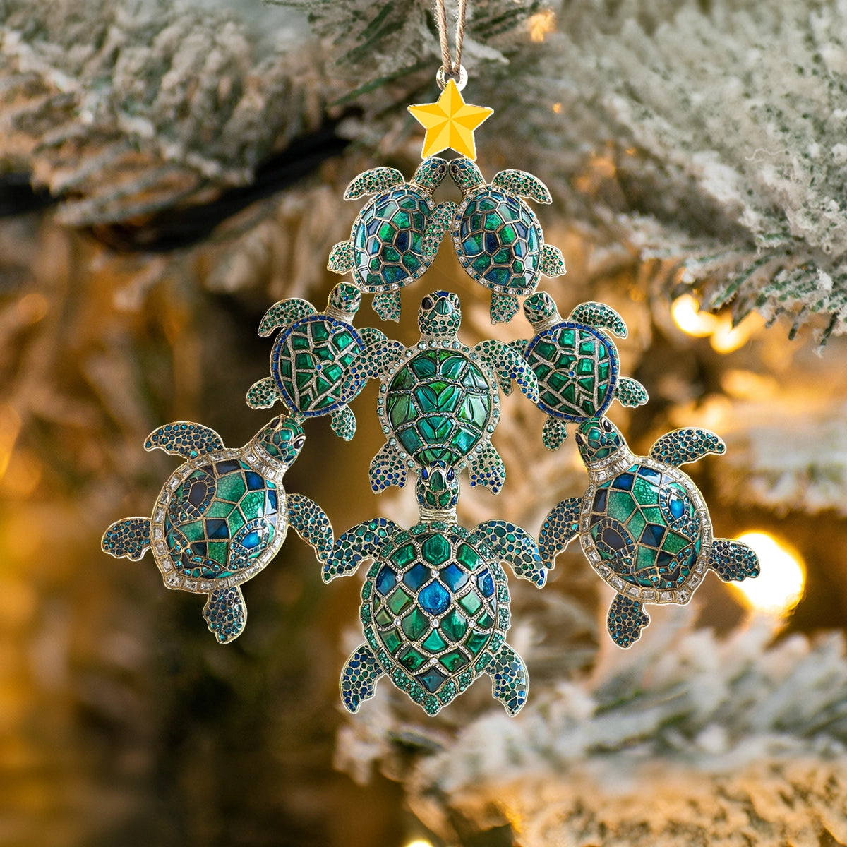 Shineful 2D Acrylic Ornament Christmas Sea Turtle Symphony