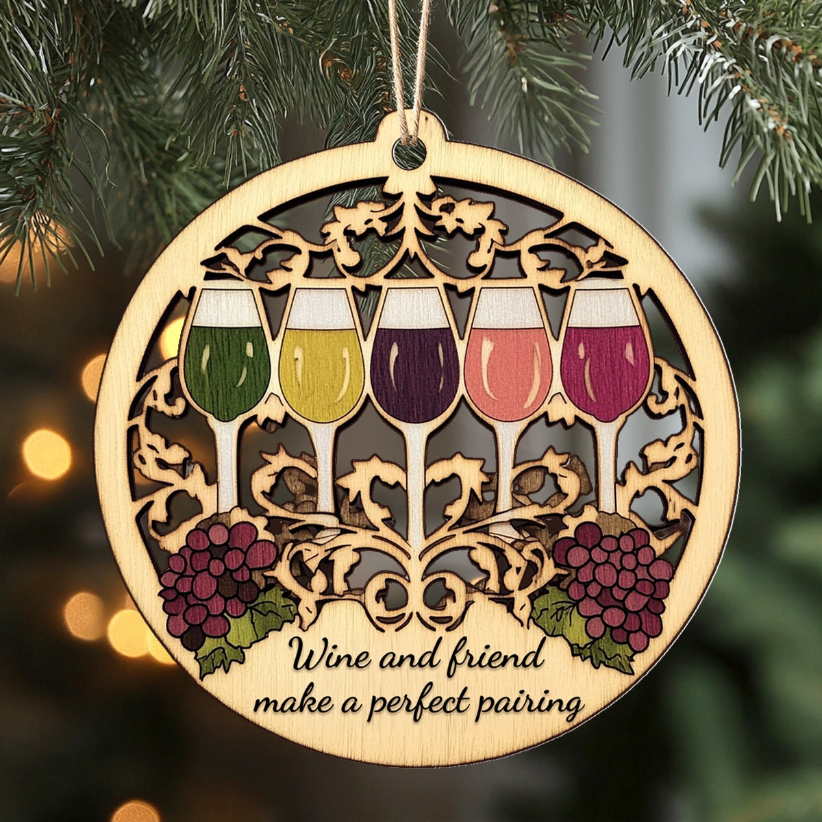 Shineful 2D Acrylic Ornament Perfect Pairing Wine