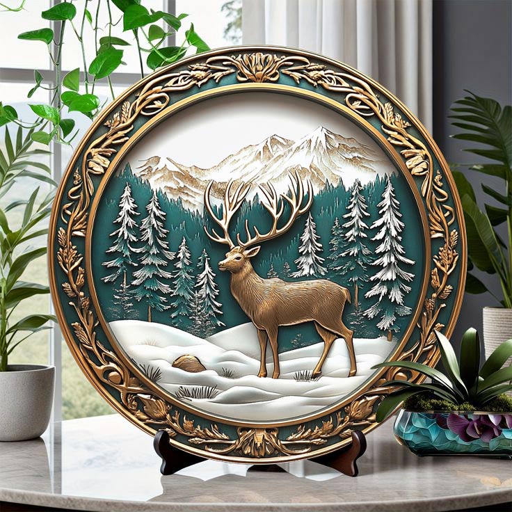 Shineful 2D Wooden Plaque, Hanging Decor, Door Sign Winter Majesty