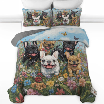 Shineful All Season Quilt 3-Piece Set - Happy Frenchie Garden