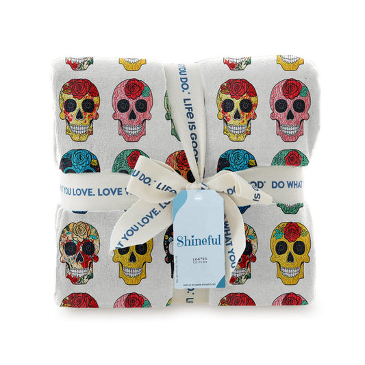 Shineful Fleece Blanket Colorful Sugar Skull Roses