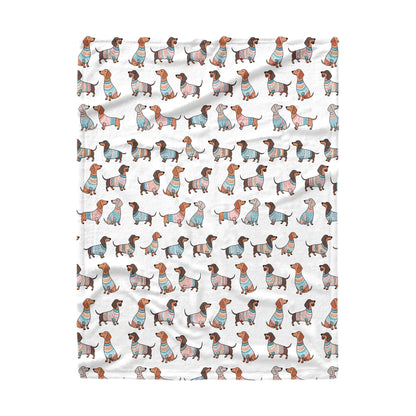 Shineful Fleece Blanket Playful Dachshunds