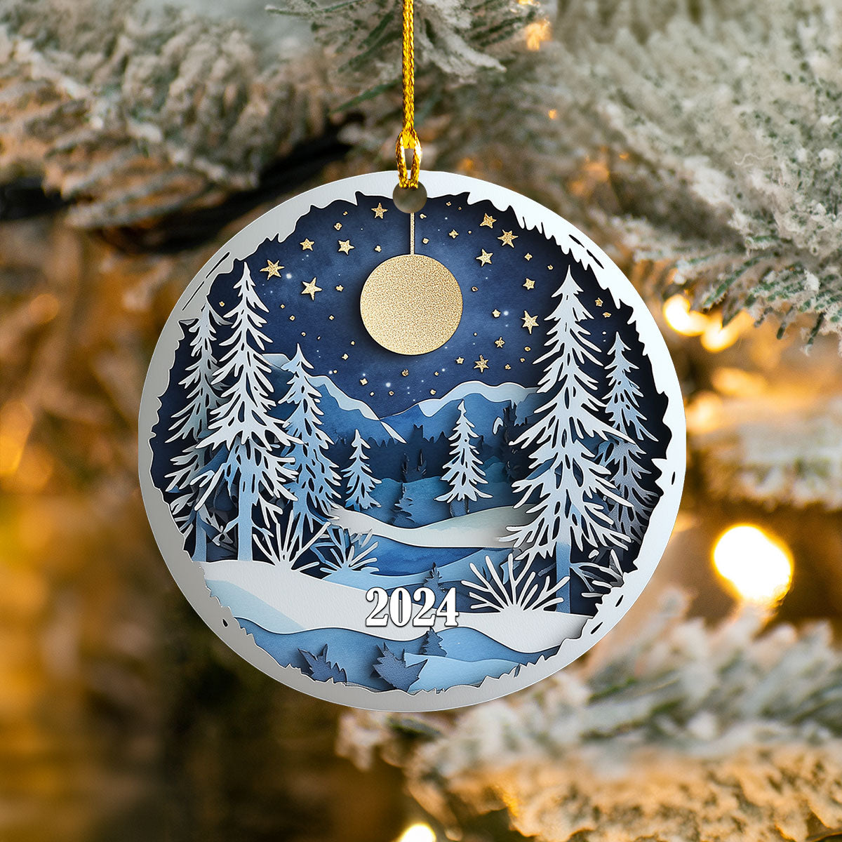 Glänzendes 2D-Acryl-Ornament – ​​Winterwunderland-Ornament