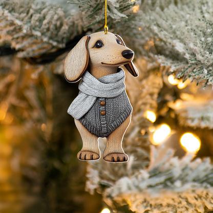 Shineful 2D Acrylic Ornament - Snuggly Dachshund Bliss