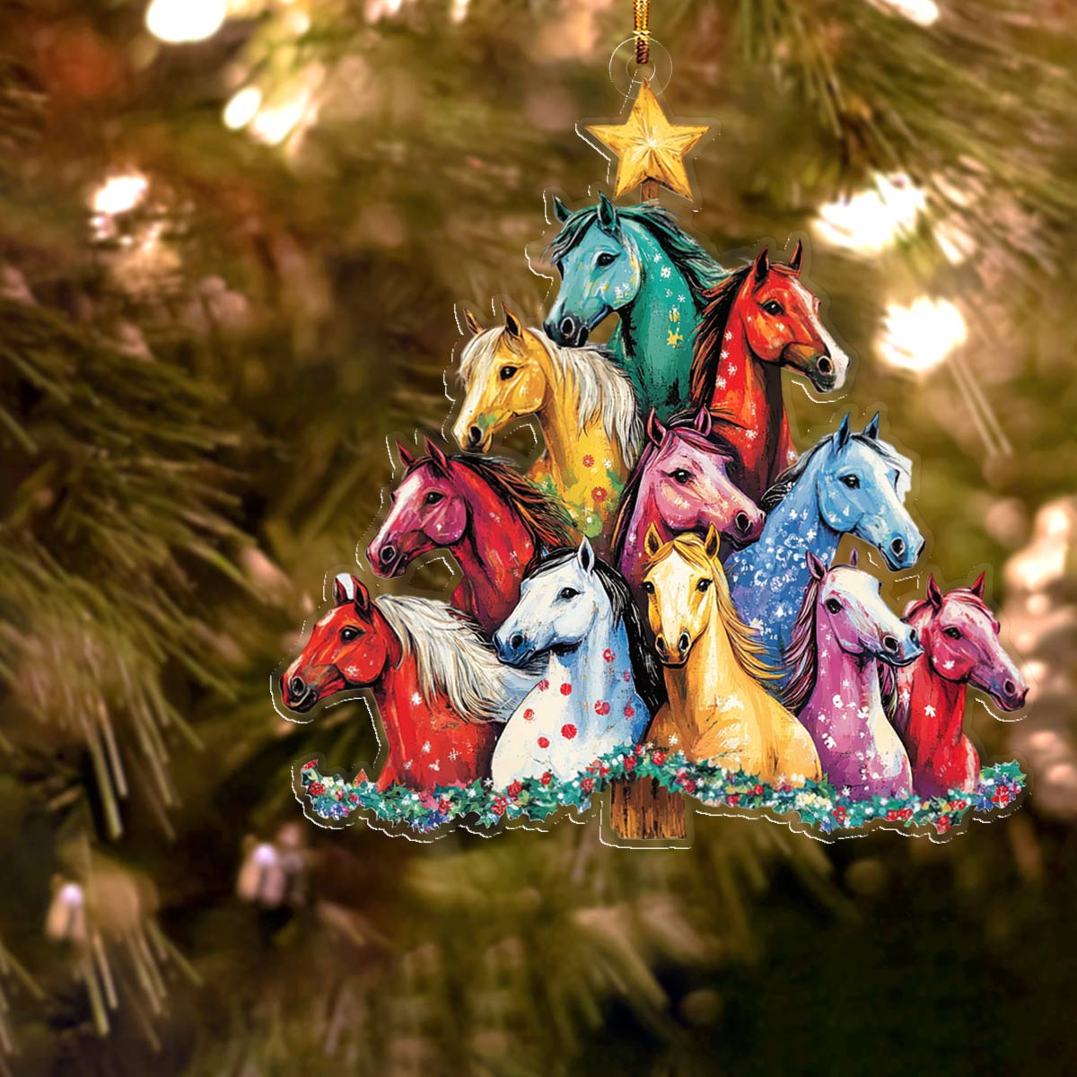 Shineful 2D Acrylic Ornament Gentle Merry Christmas Horses