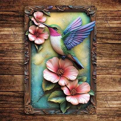 Shineful 2D Metal Sign Hummingbird Blossom